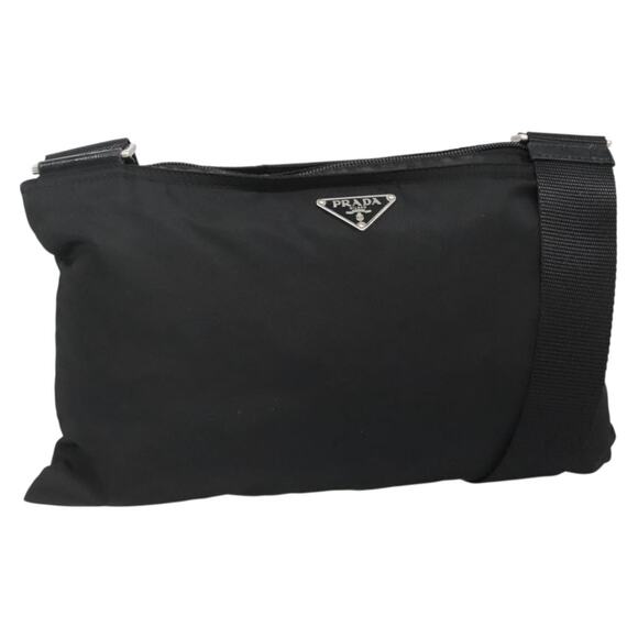 PRADA Shoulder Bag Nylon Black Silver - Picture 1 of 13